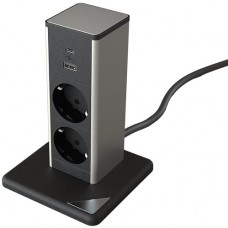 Stand Up Πολύπριζο Γραφείου/Κουζίνας με 2 Σούκο USB & USB type C Καλώδιο 2,5m 12718D